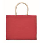 Colourful promotional jute bag with short handles red colour third view