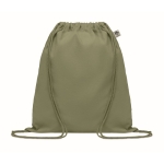 High-quality drawstring bag made of organic cotton, 140 g/m2 khaki colour