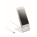 Magnetic aluminium smartphone holder with 15W charging station matt silver colour second view