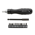 Branded screwdriver with steel bits black colour