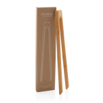 Promotional bamboo serving tongs with kraft box brown colour