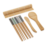 8-piece bamboo sushi dinner set in gift box brown colour