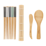 8-piece bamboo sushi dinner set in gift box brown colour