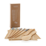 8-piece bamboo sushi dinner set in gift box brown colour