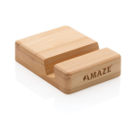 Bamboo square bamboo office phone stand brown colour view with logo