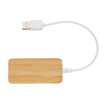 USB 2.0 hub with type C port and bamboo cable with logo brown colour