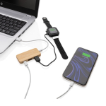USB 2.0 hub with type C port and bamboo cable with logo brown colour