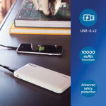 Long-lasting power bank with dual USB, 10,000 mAh, Philips white colour