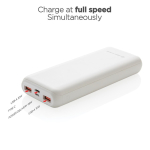 Long-lasting power bank with fast charge, 20,000 mAh white colour