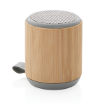 Natural bamboo and fabric speaker with company logo brown colour