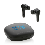 Compact high-quality earbuds with touch control black colour printing view