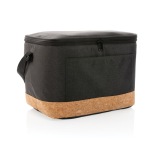Branded cooler bag with cork detail, holds 12 cans black colour