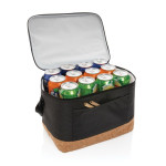 Branded cooler bag with cork detail, holds 12 cans black colour fifth view