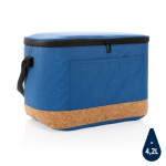 Branded cooler bag with cork detail, holds 12 cans blue colour