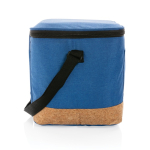 Branded cooler bag with cork detail, holds 12 cans blue colour