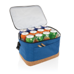 Branded cooler bag with cork detail, holds 12 cans blue colour
