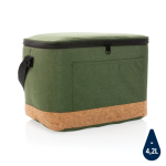 Branded cooler bag with cork detail, holds 12 cans dark green colour