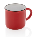 Branded, vintage-style ceramic mug in two colours, 280 ml red colour