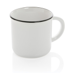 Branded, vintage-style ceramic mug in two colours, 280 ml white colour