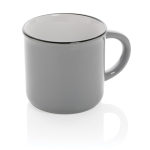Branded, vintage-style ceramic mug in two colours, 280 ml grey colour