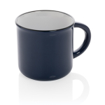 Branded, vintage-style ceramic mug in two colours, 280 ml navy-blue colour