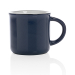 Branded, vintage-style ceramic mug in two colours, 280 ml navy-blue colour