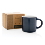 Branded, vintage-style ceramic mug in two colours, 280 ml navy-blue colour