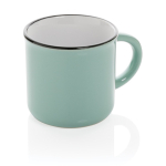 Branded, vintage-style ceramic mug in two colours, 280 ml mint green colour