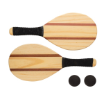 Wooden beach racket set with case brown colour