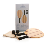 Wooden beach racket set with case brown colour