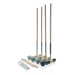 Promotional wooden croquet set in cotton bag brown colour