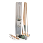Promotional wooden croquet set in cotton bag brown colour