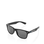 Recycled plastic sunglasses with smoke acrylic lenses black colour
