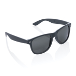 Recycled plastic sunglasses with smoke acrylic lenses dark grey colour