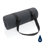 Water-repellent foldable RPET picnic blanket with logo dark grey colour