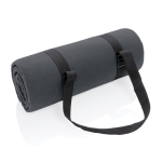 Water-repellent foldable RPET picnic blanket with logo dark grey colour