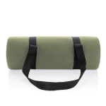 Water-repellent foldable RPET picnic blanket with logo dark green colour
