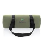 Water-repellent foldable RPET picnic blanket with logo dark green colour