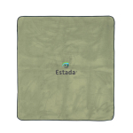 Water-repellent foldable RPET picnic blanket with logo dark green colour