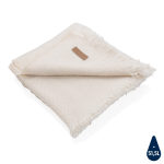 Eco woven blanket with fringe edges and custom design white colour