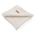 Eco woven blanket with fringe edges and custom design white colour