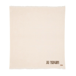 Eco woven blanket with fringe edges and custom design white colour