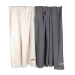 Eco woven blanket with fringe edges and custom design dark grey colour