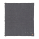 Eco woven blanket with fringe edges and custom design dark grey colour view with logo