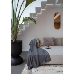 Eco woven blanket with fringe edges and custom design dark grey colour ambient view 2