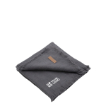 Eco woven blanket with fringe edges and custom design dark grey colour printing view