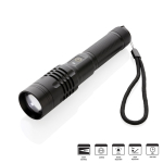 Custom aluminium USB rechargeable flashlight black colour