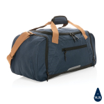 Urban-style travel bag in recycled polyester navy-blue colour
