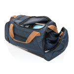 Urban-style travel bag in recycled polyester navy-blue colour