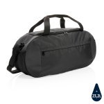 Branded sports bag in recycled polyester black colour